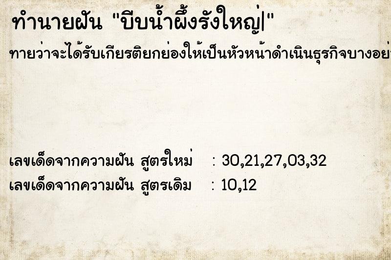 ทำนายฝันทำนายฝันบีบน้ำผึ้งรังใหญ่|